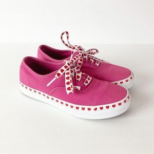 Vans Heart Foxing Pink Sneakers Heart Print Shoelaces  Girl Size 3